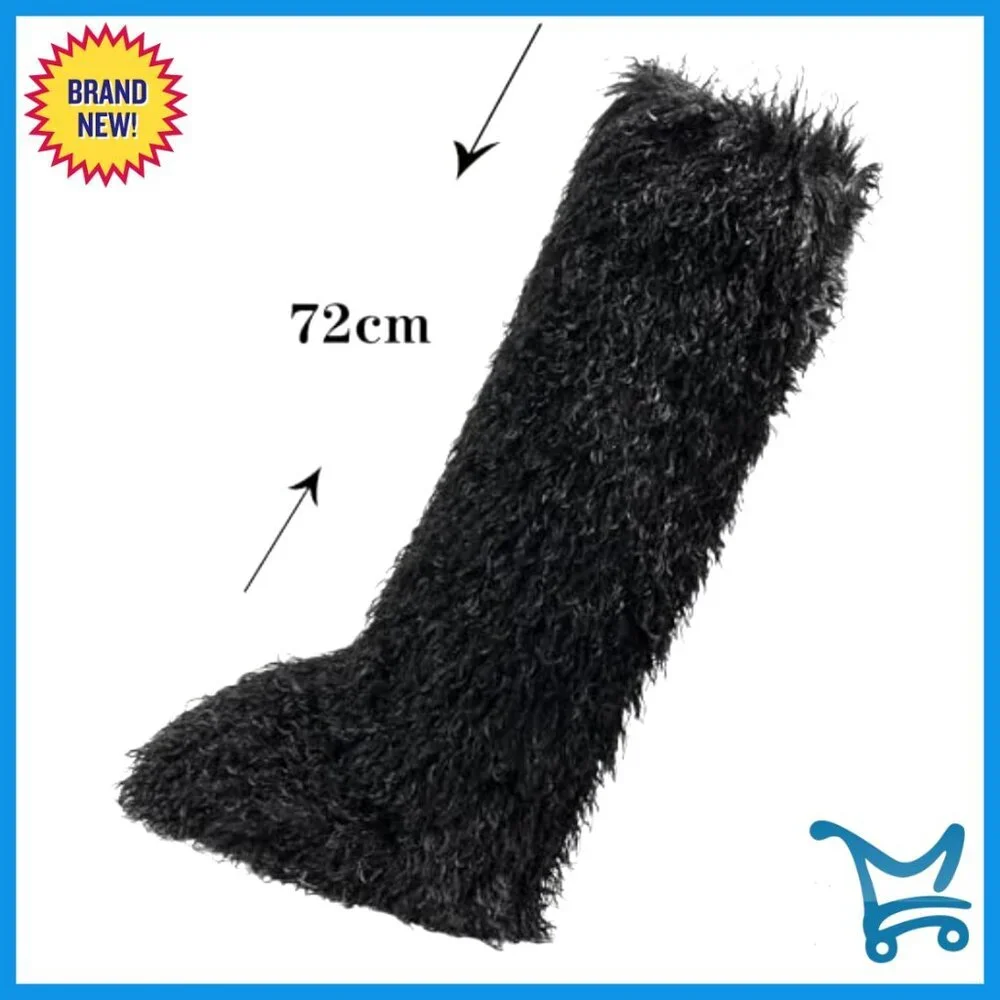 29-Inch Over-the-Knee Faux Fur Boots Flat Sole Winter Women's Shoes